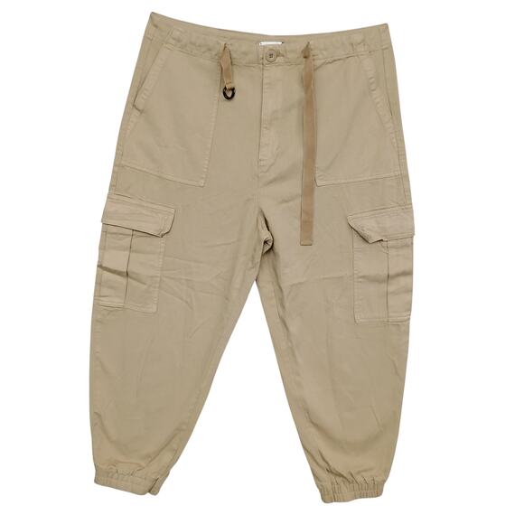 Serra Retreat By Joie Rucker Size 12/32 Cargo Joggers Camp Khaki Attached Belt - Picture 1 of 9